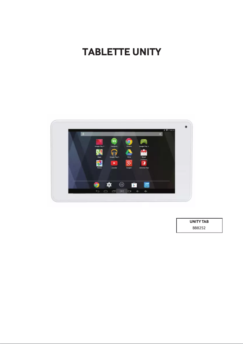 Page 1 de la notice Manuel utilisateur Bigben Interactive Unity Tab 7″