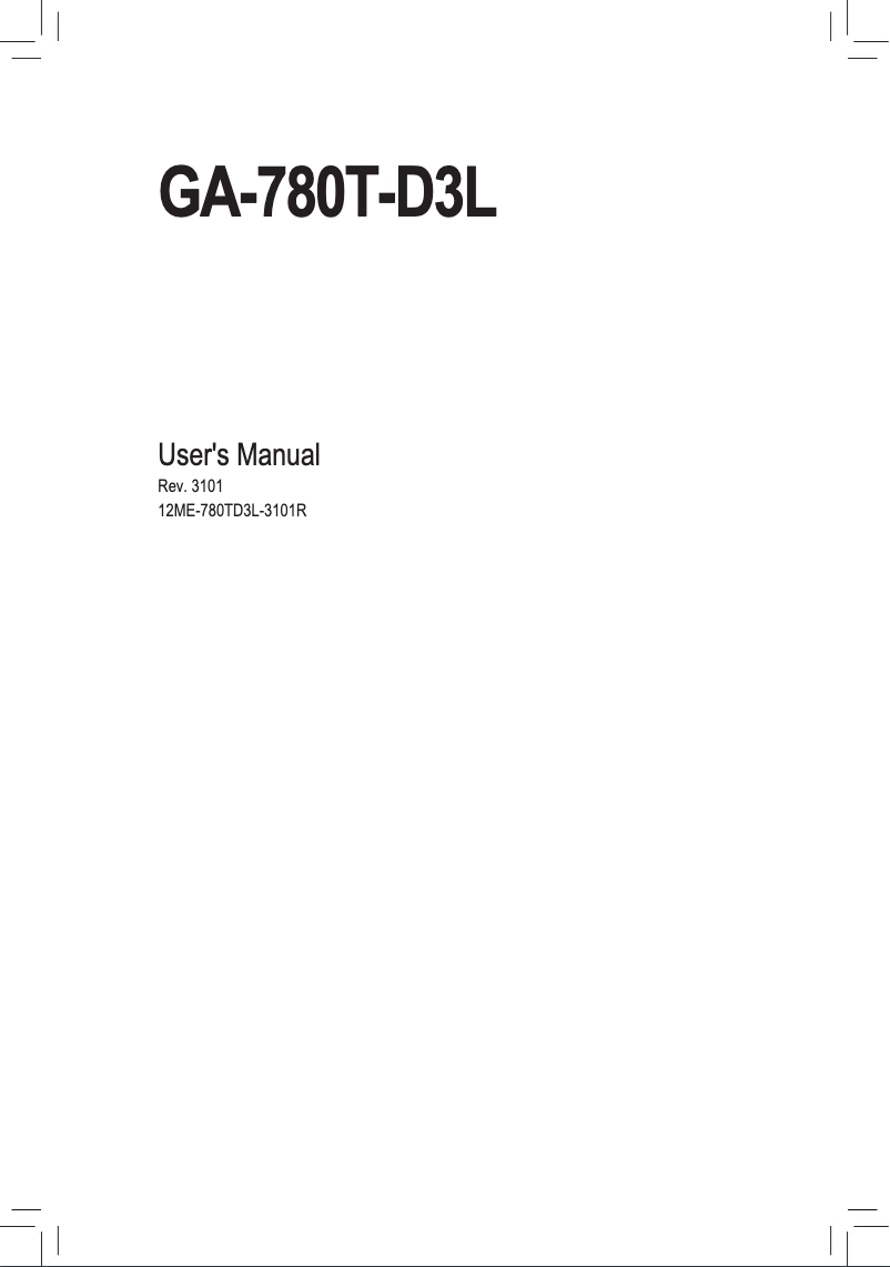 Page 1 de la notice Manuel utilisateur Gigabyte GA-780T-D3L