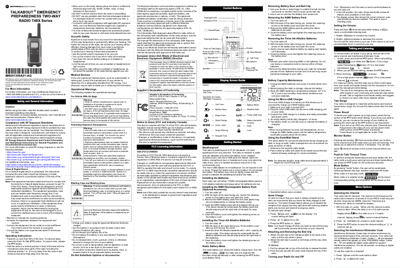 Page n°1 - Manuel utilisateur Motorola Talkabout T482