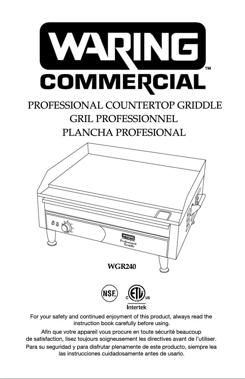 Page n°1 - Manuel utilisateur Waring Commercial WGR240
