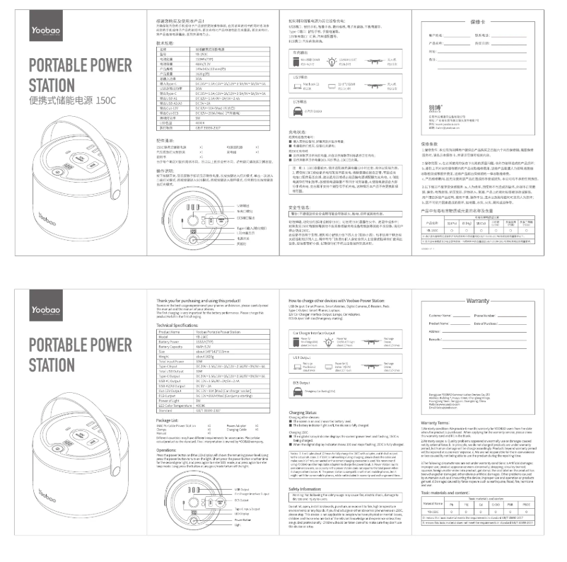 Image de la première page du manuel de l'appareil YB-150CB