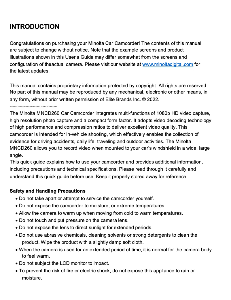 Image de la première page du manuel de l'appareil MNCD260