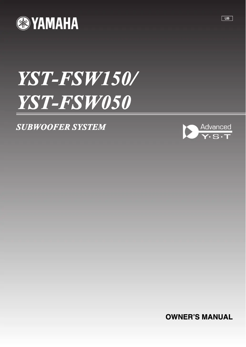 Page n°1 - Manuel utilisateur Yamaha YST-FSW 150B