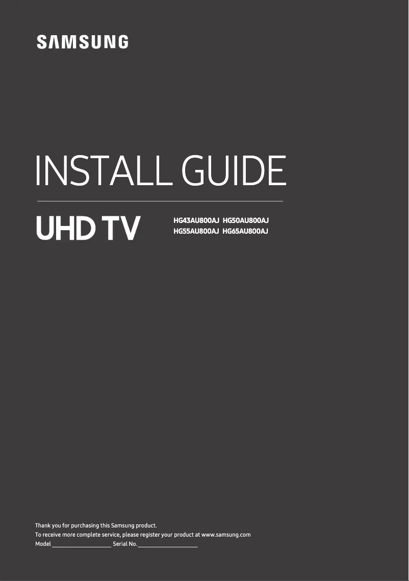 Página 1 del manual Guía de instalación Samsung HG65AU800AJ