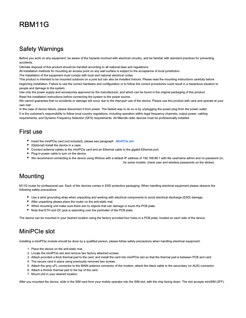 Image de la première page du manuel de l'appareil RBM11G