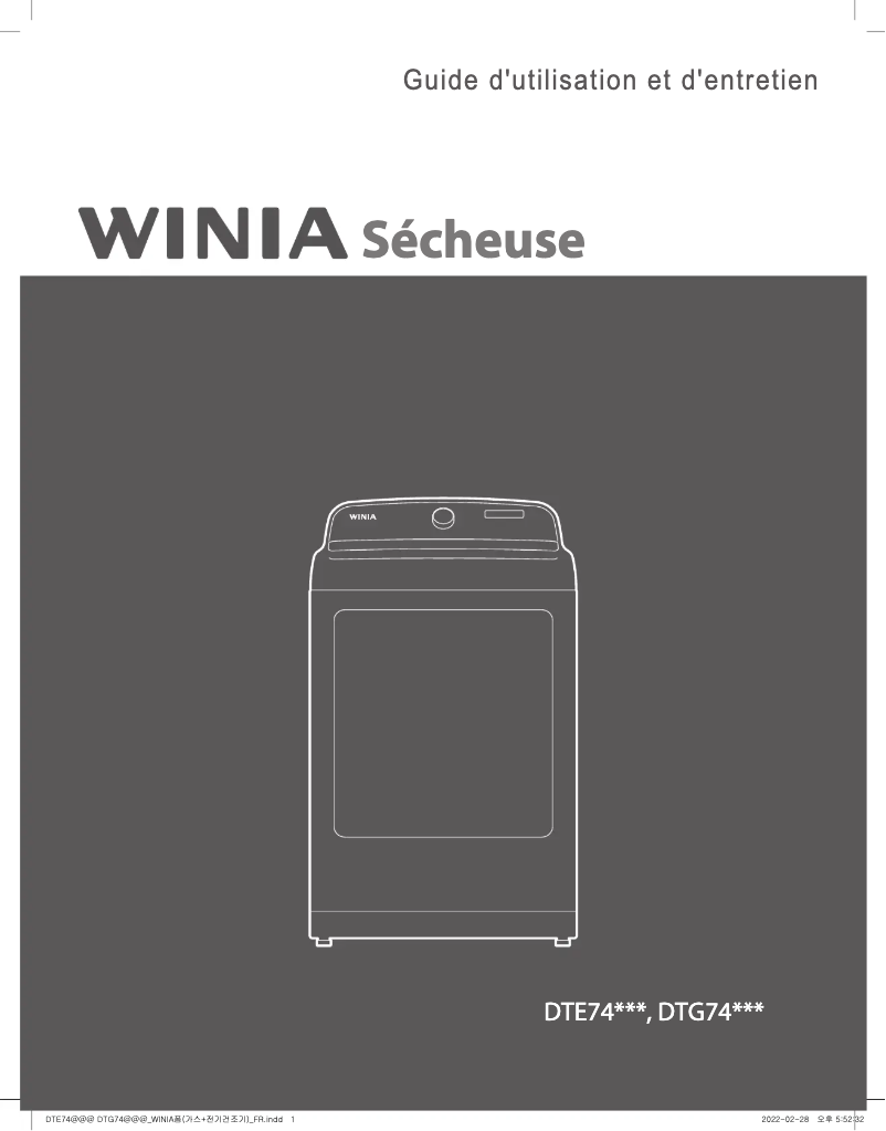 Page n°1 - Manuel utilisateur Winia WTP4521W