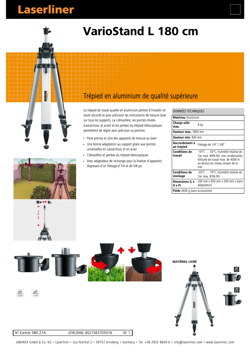 Image de la première page du manuel de l'appareil VarioStand L