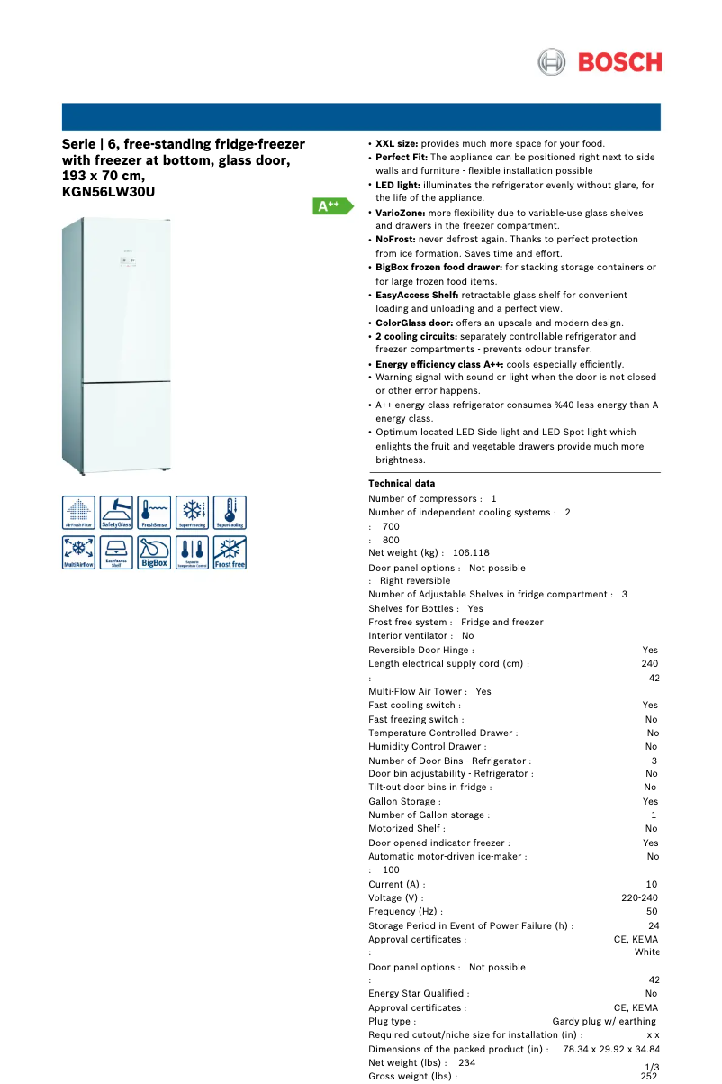 Image de la première page du manuel de l'appareil KGN56LW30U