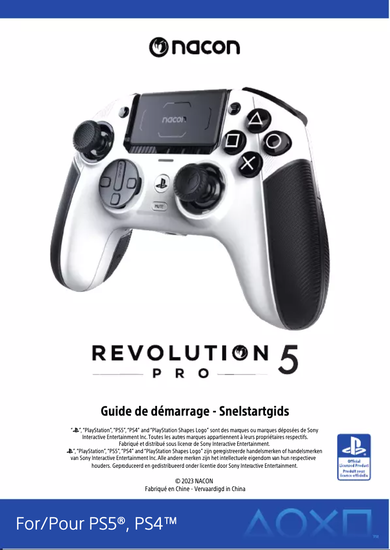 Page 1 de la notice Guide de démarrage rapide NACON Revolution 5 Pro
