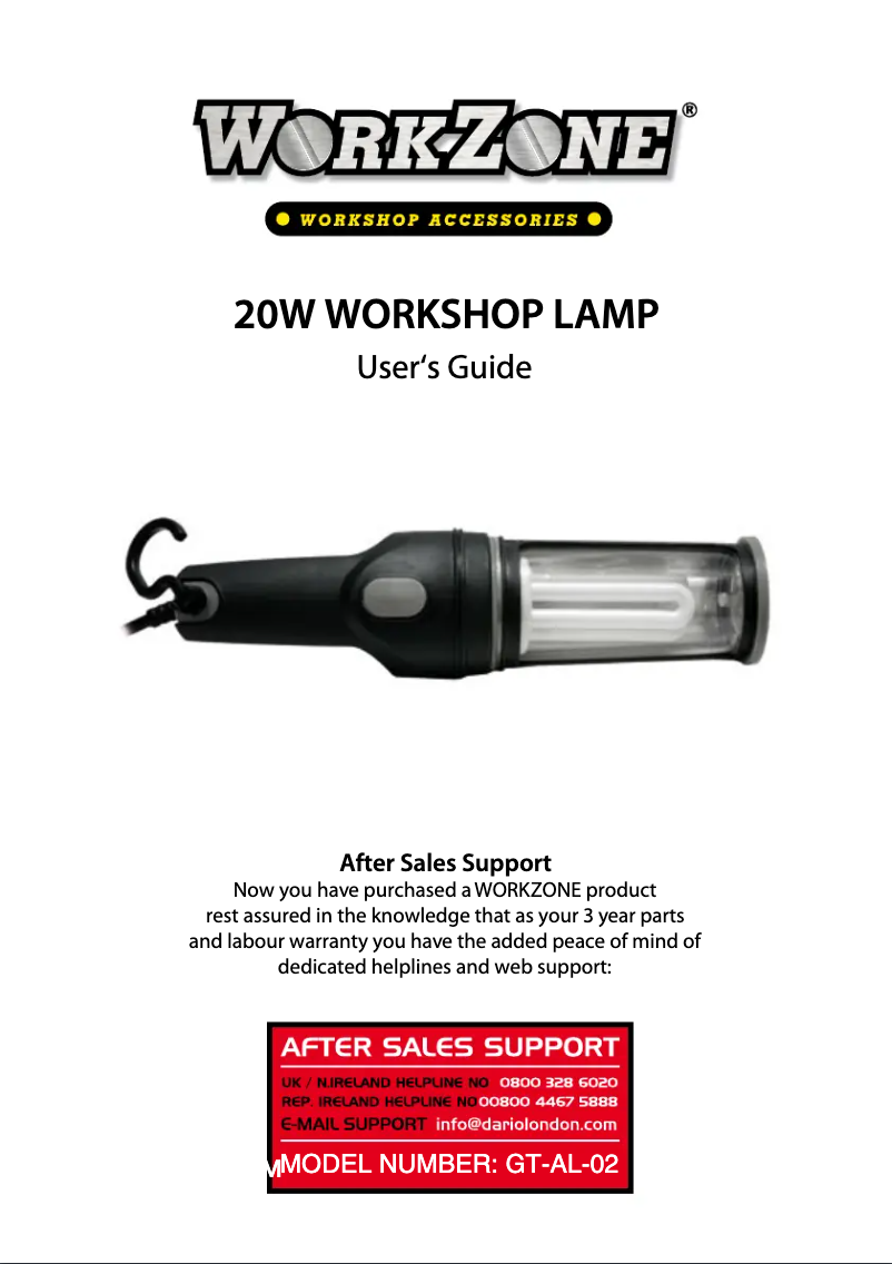 Page n°1 - Manuel utilisateur Workzone GT-AL-02