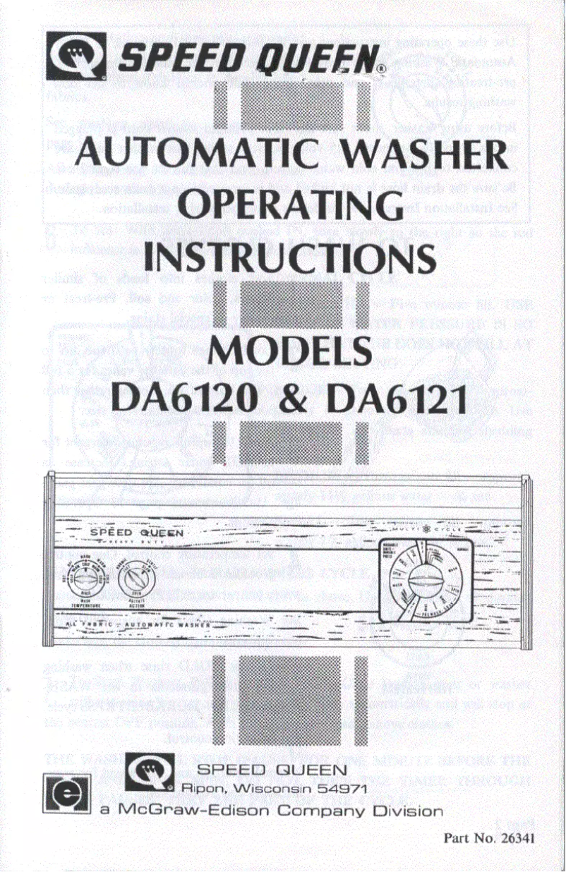 Page n°1 - Manuel utilisateur Speed Queen DA6120