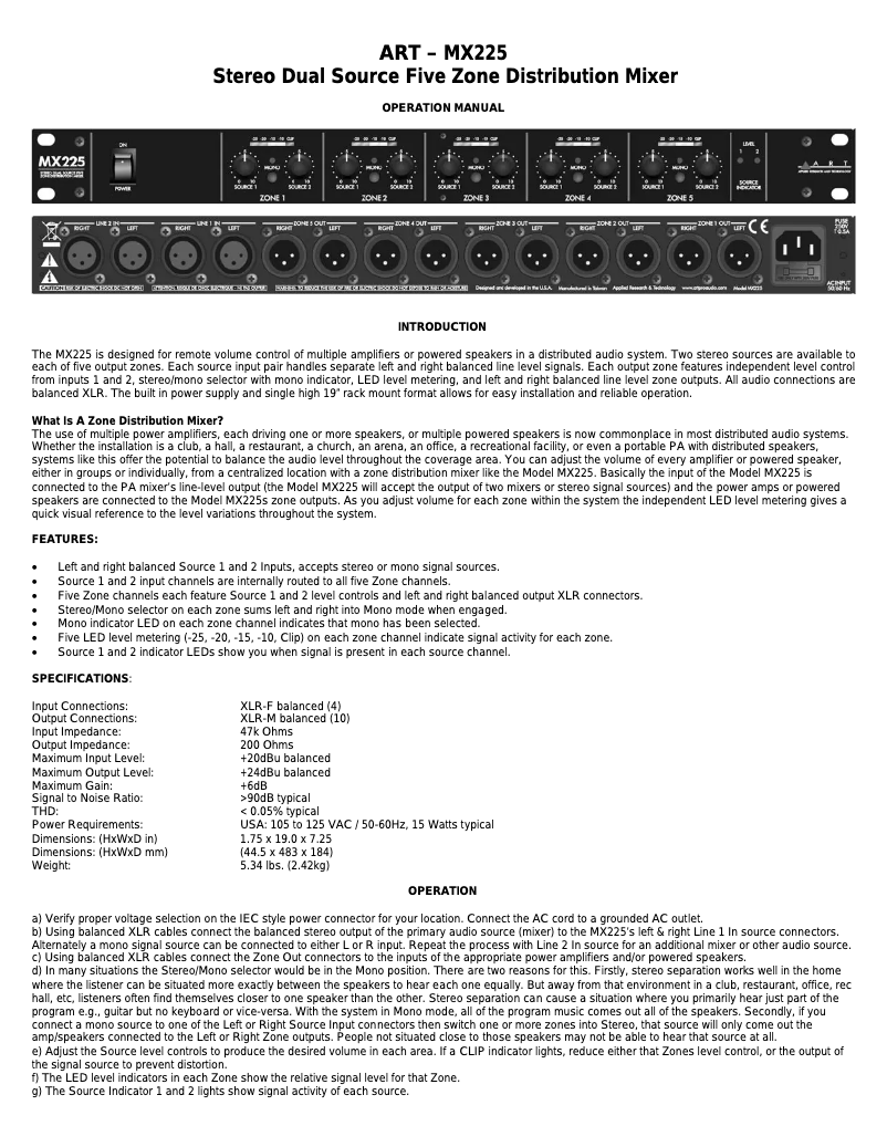 Image de la première page du manuel de l'appareil MX225