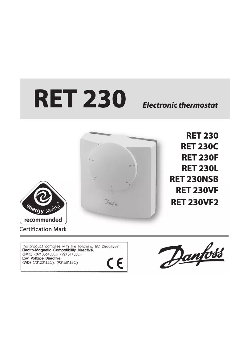 Page 1 de la notice Manuel utilisateur Danfoss RET 230L