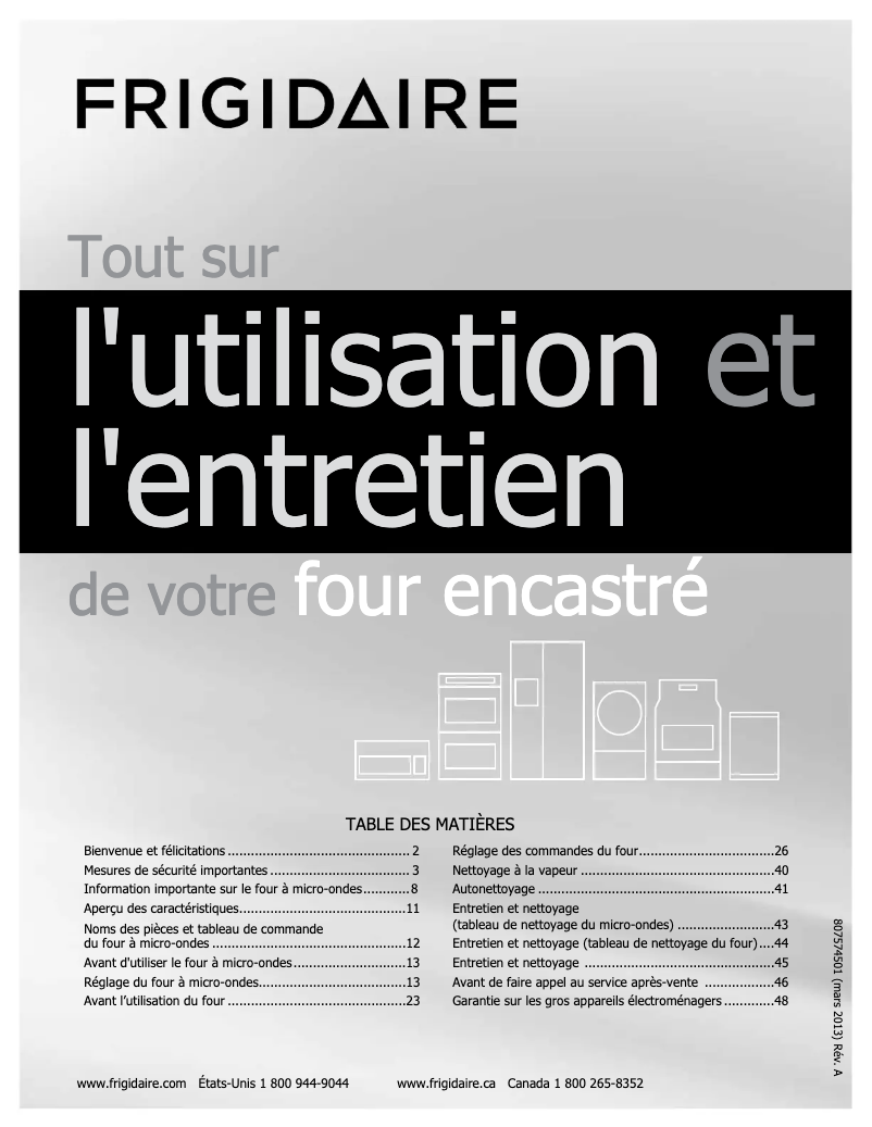 Page 1 de la notice Manuel utilisateur Frigidaire FGMC3065PB