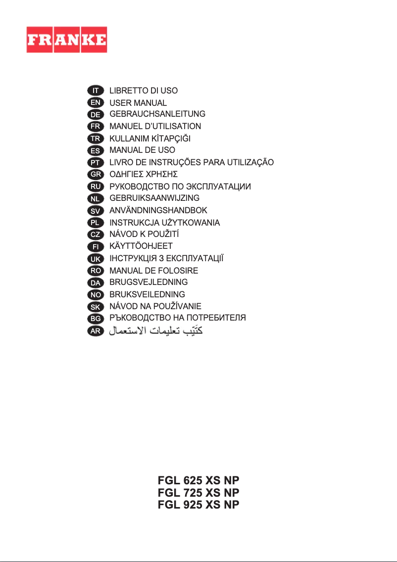 Page 1 de la notice Manuel utilisateur Franke FGL 625 XS NP