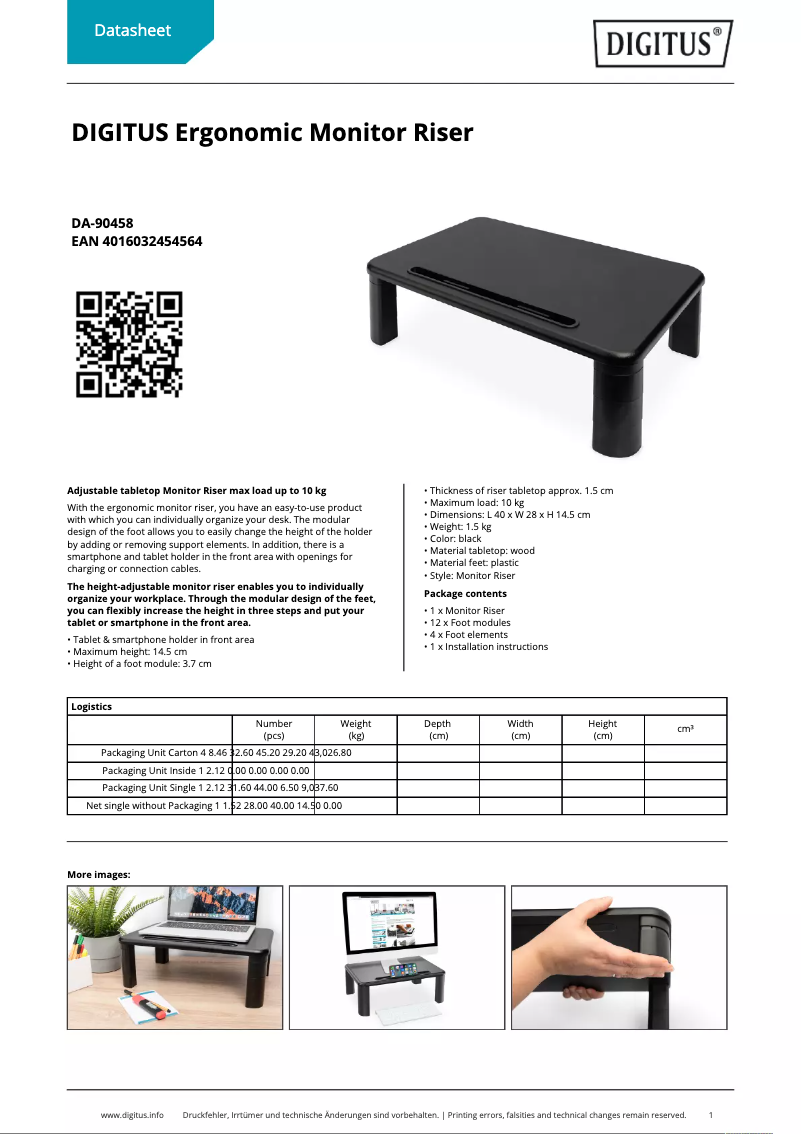 Imagen de la primera página del manual del dispositivo DA-90458