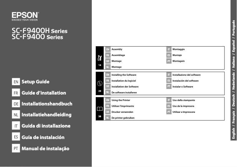 Page n°1 - Guide d'installation Epson SureColor SC-F9400H