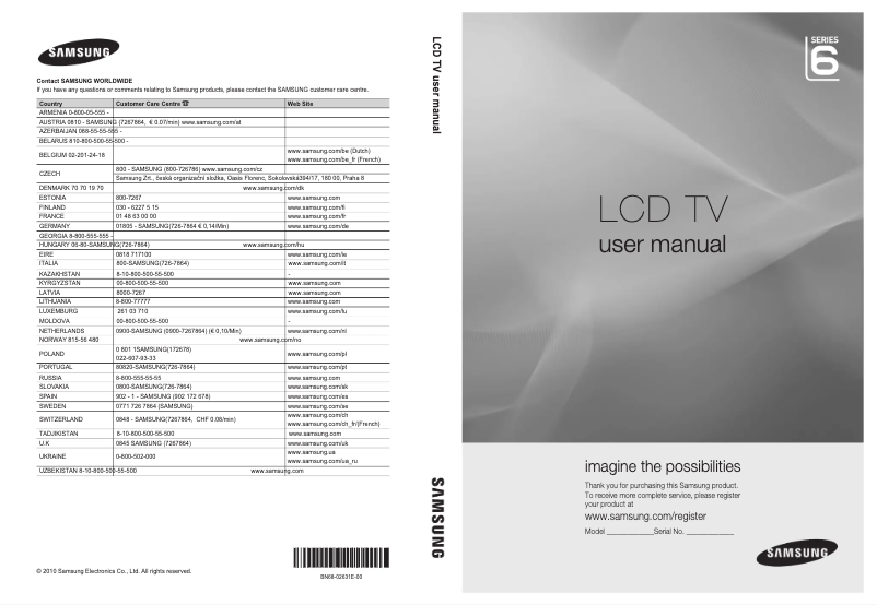 Page n°1 - Manuel utilisateur Samsung LE40C675M1S