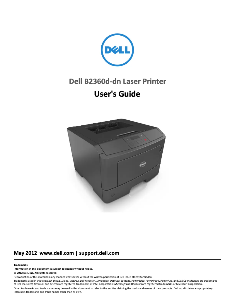 Page 1 de la notice Manuel utilisateur Dell B2360d-dn