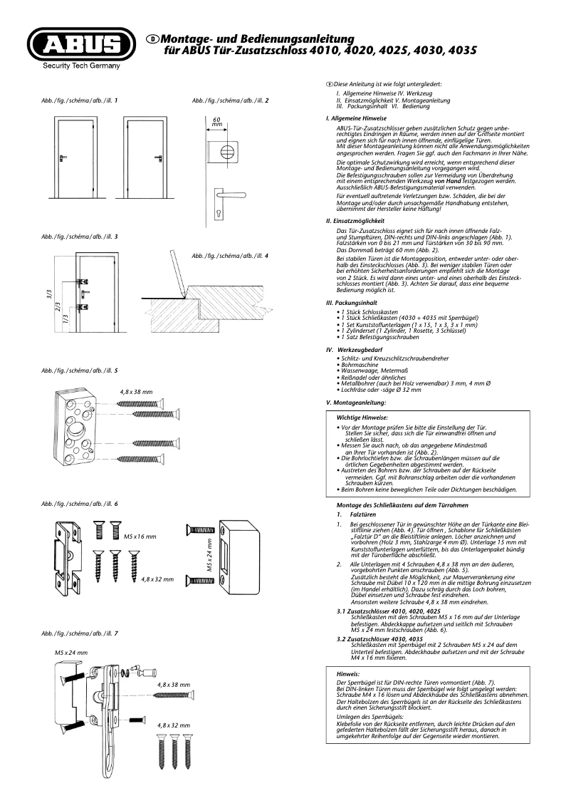 Page 1 de la notice Manuel utilisateur Abus 4010