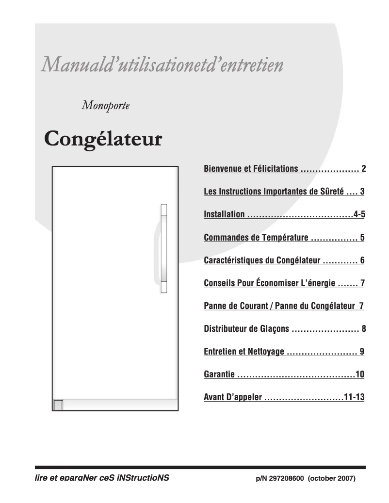 Page n°1 - Manuel utilisateur Frigidaire PLFH1779GS