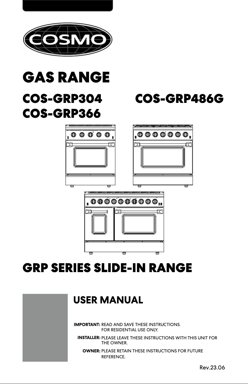 Page 1 de la notice Manuel utilisateur Cosmo COS-GRP366