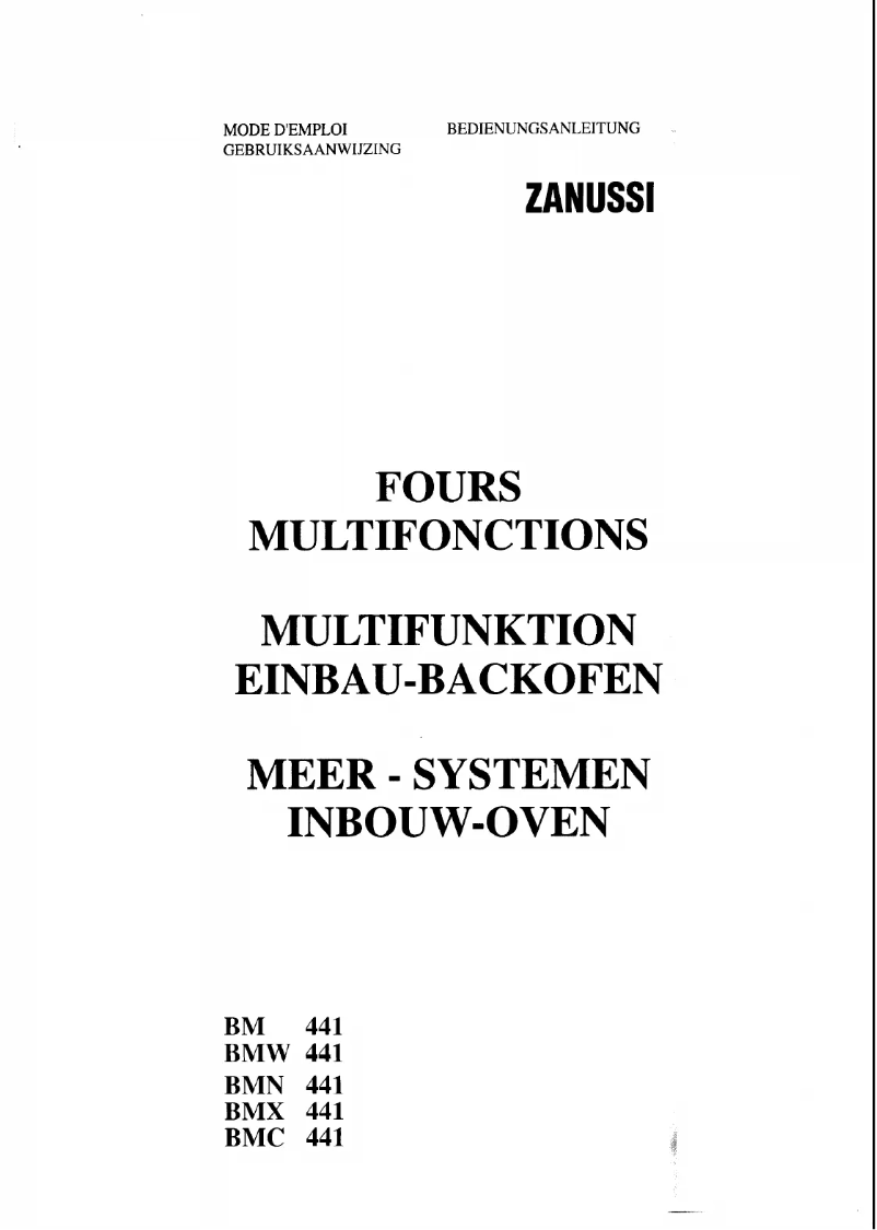 Page n°1 - Manuel utilisateur Zanussi BMC441