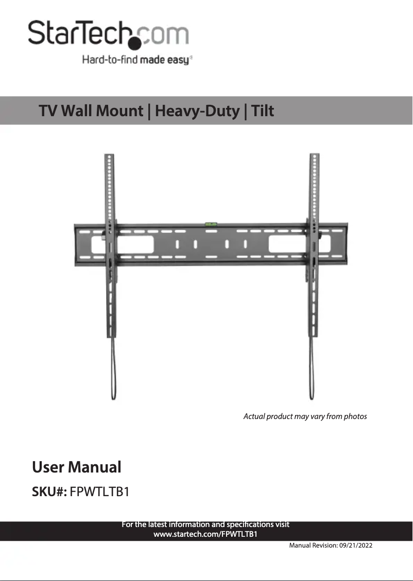 Page n°1 - Manuel utilisateur StarTech.com FPWTLTB1