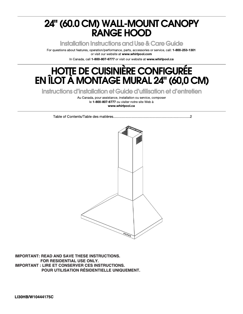 Page 1 de la notice Guide d'installation Amana UXW7324BSS