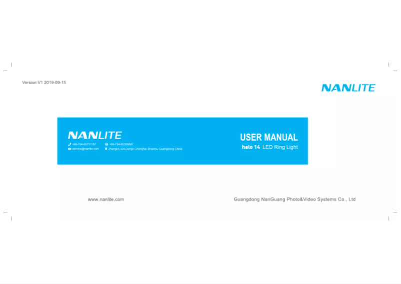 Page 1 de la notice Manuel utilisateur Nanlite Halo 14