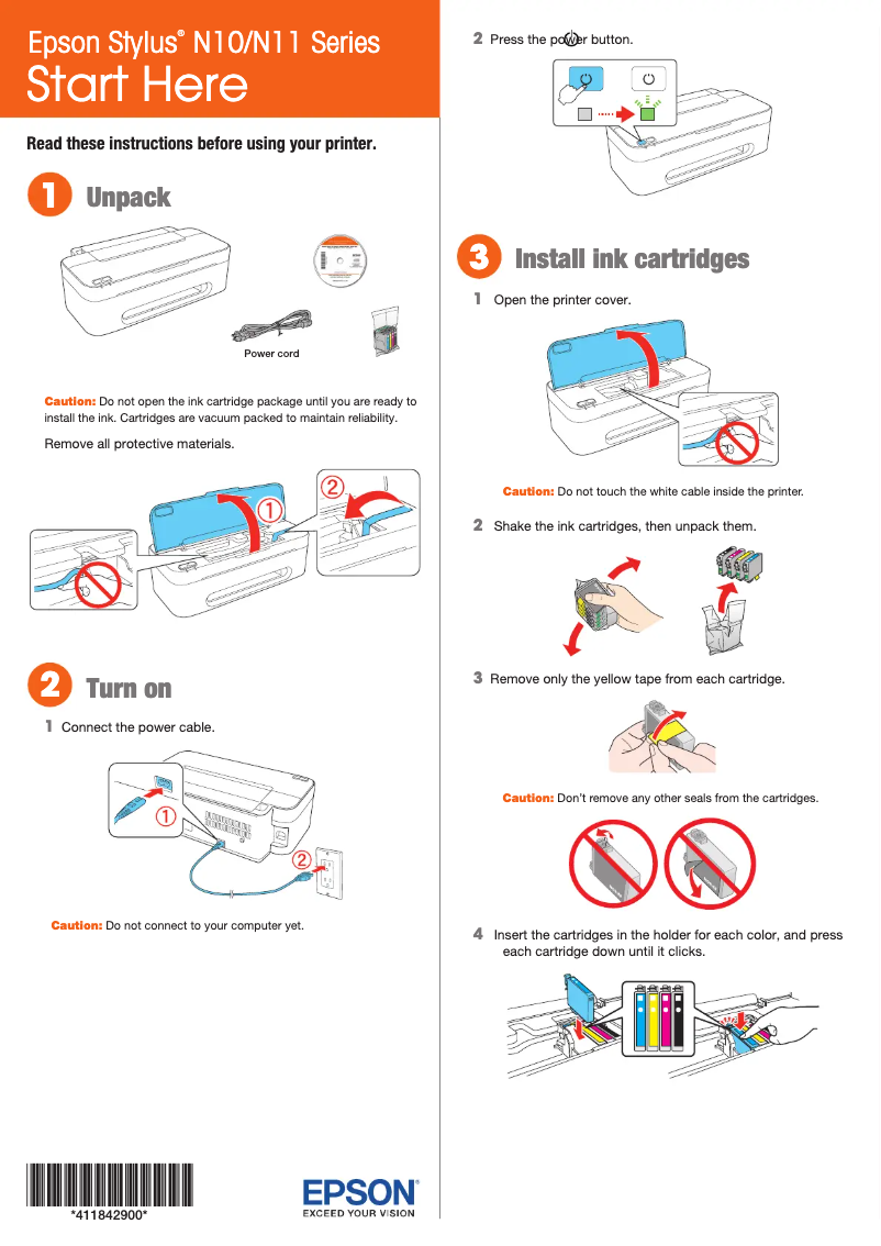 Page 1 de la notice Manuel utilisateur Epson Stylus N11