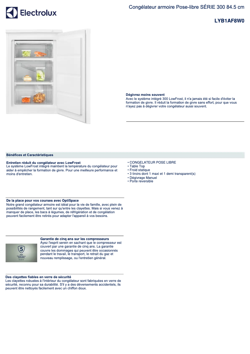 Page n°1 - Fiche technique Electrolux LYB1AF8W0