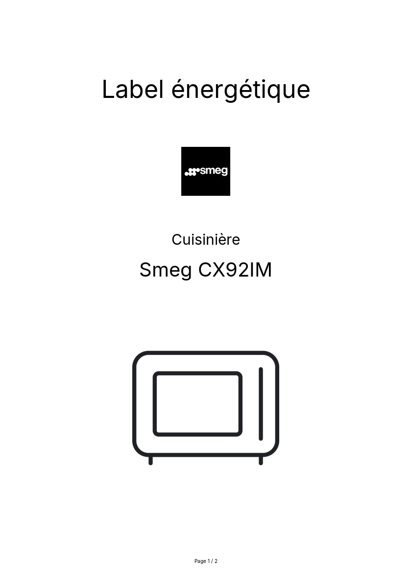 Page n°1 - Label énergétique Smeg CX92IM