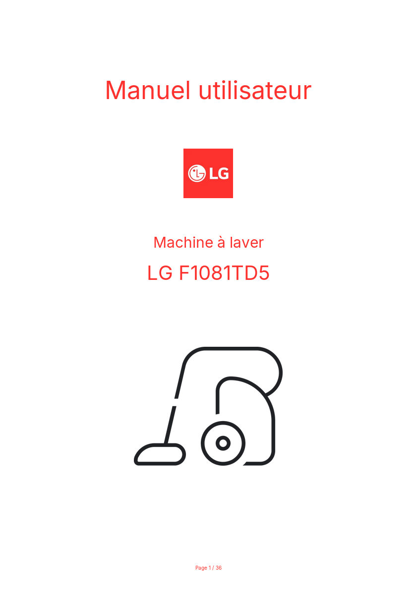 Page n°1 - Manuel utilisateur LG F1081TD5