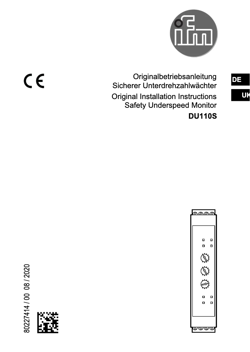 Image de la première page du manuel de l'appareil DU110S