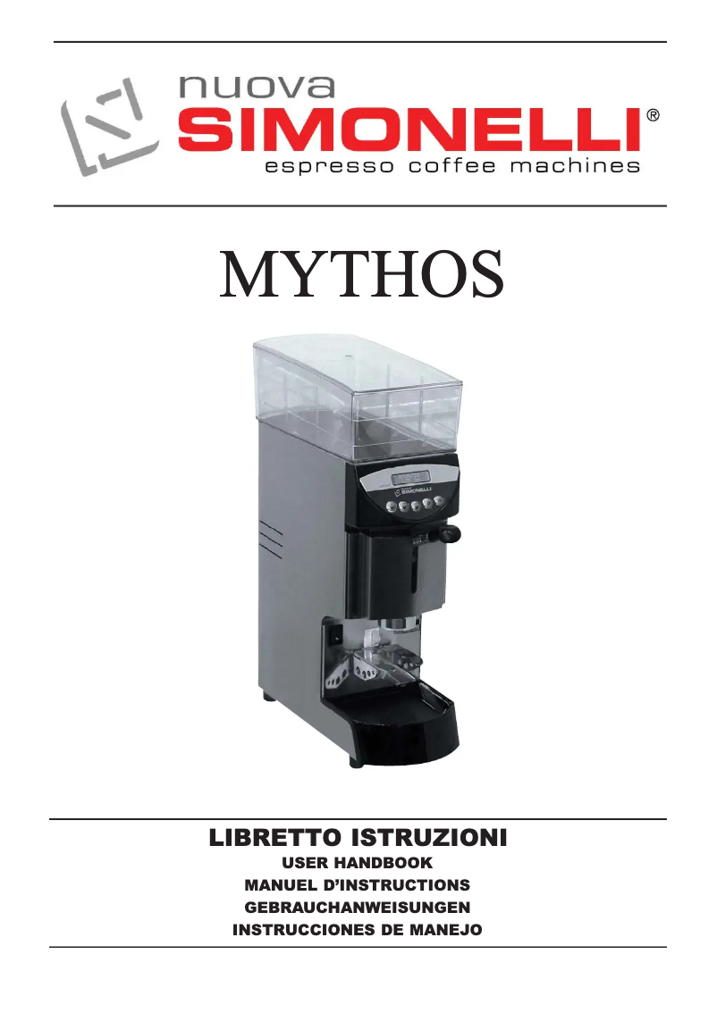 Page n°1 - Manuel utilisateur Nuova Simonelli Mythos