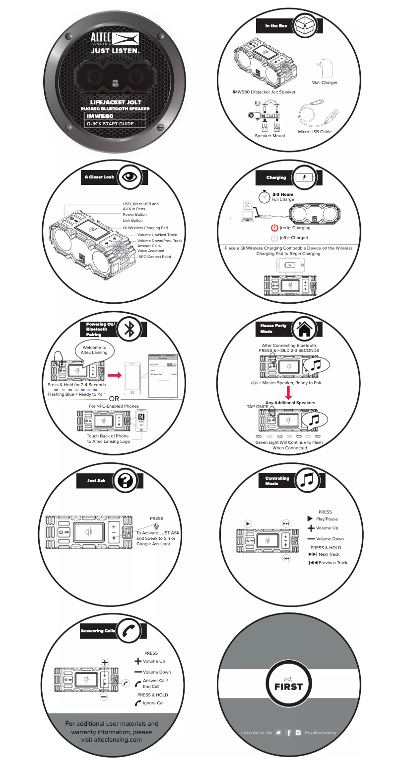 Page 1 de la notice Manuel utilisateur Altec Lansing LifeJacket Jolt