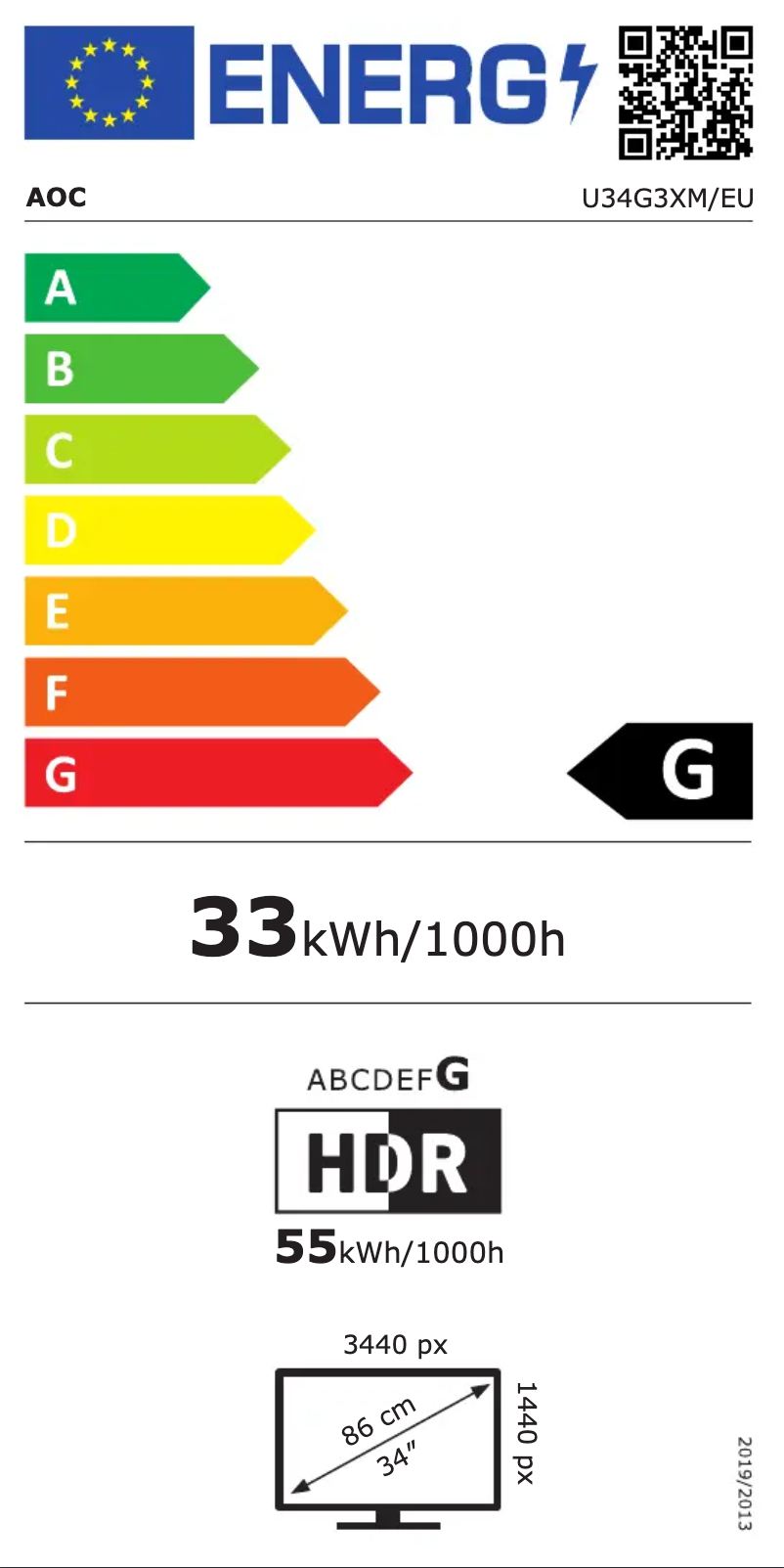 Page n°1 - Label énergétique AOC U34G3XM