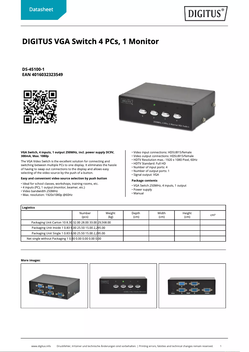 Image de la première page du manuel de l'appareil DS-45100-1