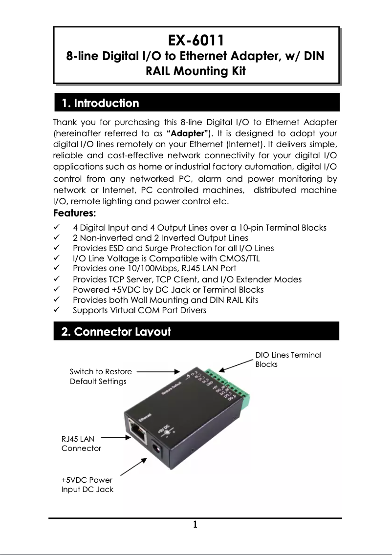 Image de la première page du manuel de l'appareil EX-6011