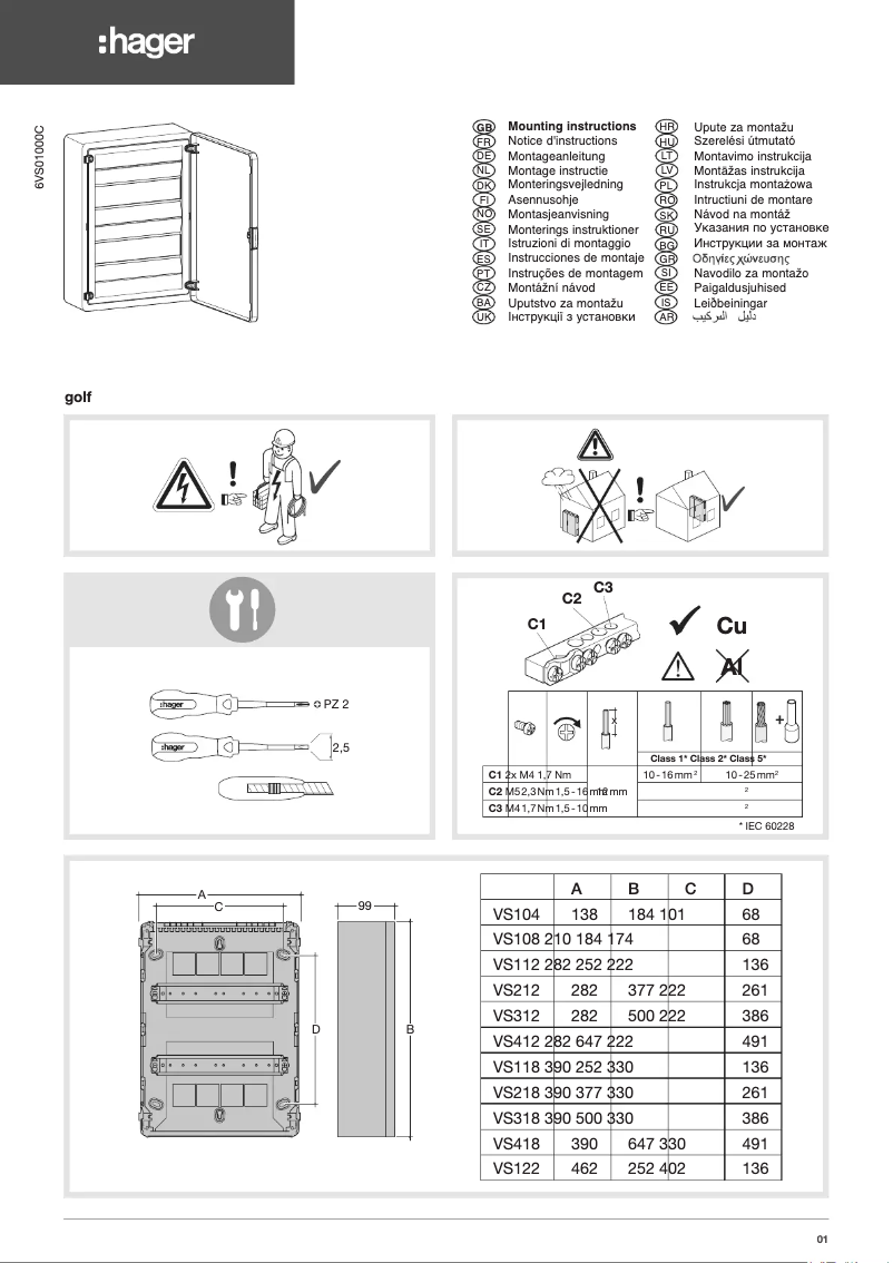 Page n°1 - Manuel utilisateur Hager VS418PTQ