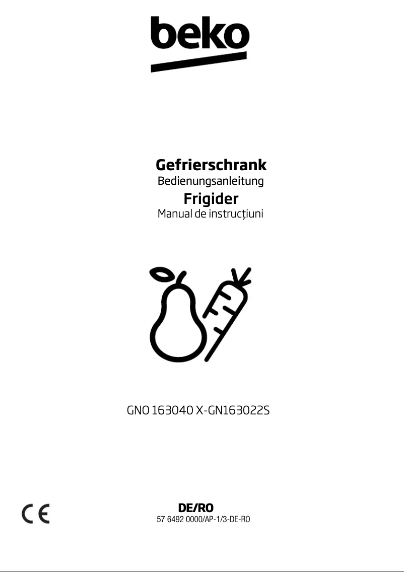 Page 1 de la notice Manuel utilisateur Beko GN 163822 S