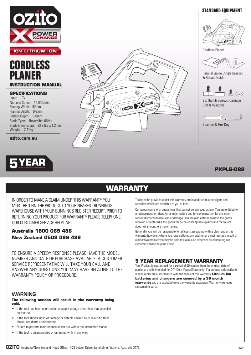 Página 1 del manual Manual de usuario Ozito PXPLS-082