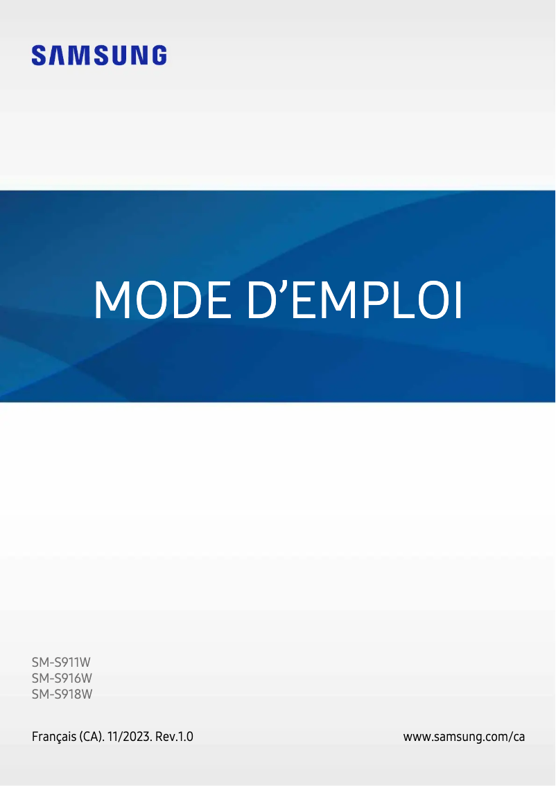 Image de la première page du manuel de l'appareil Galaxy S23 Ultra