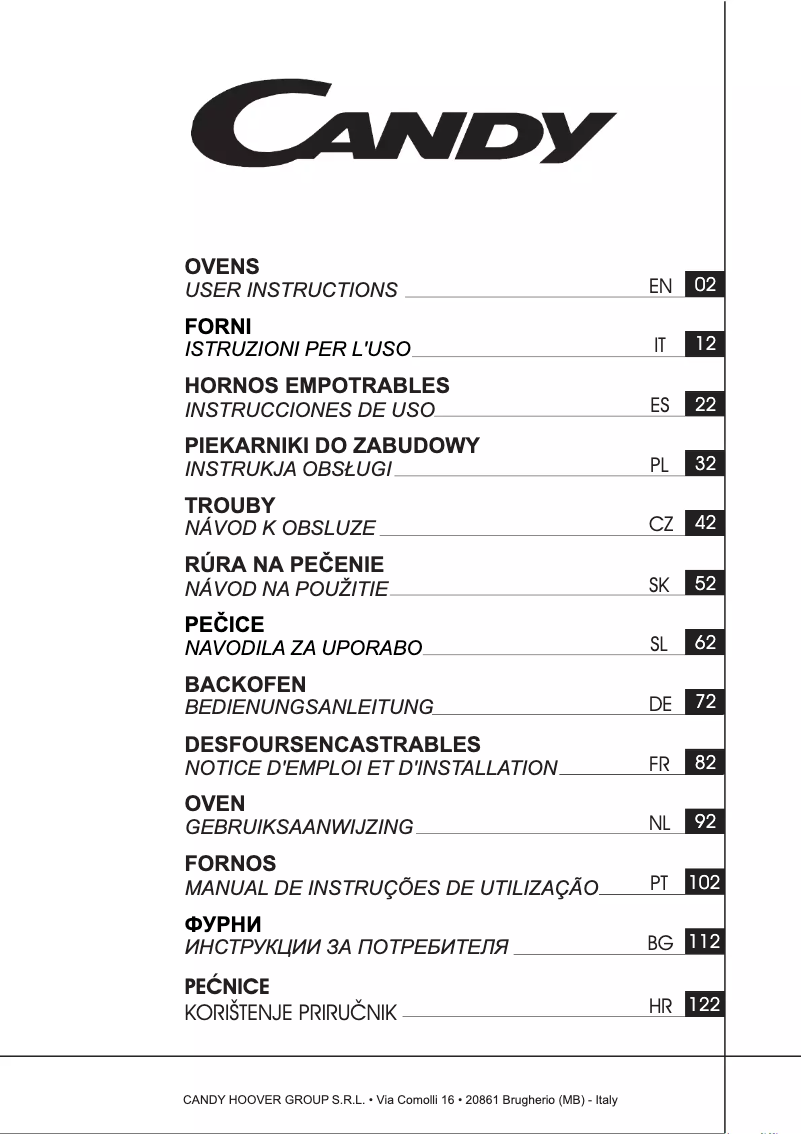 Page n°1 - Manuel utilisateur Candy FCPKS816X/E