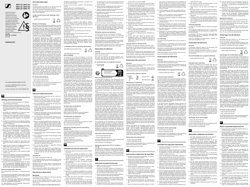 Page n°1 - Instructions de sécurité Sennheiser MKH 50-P48