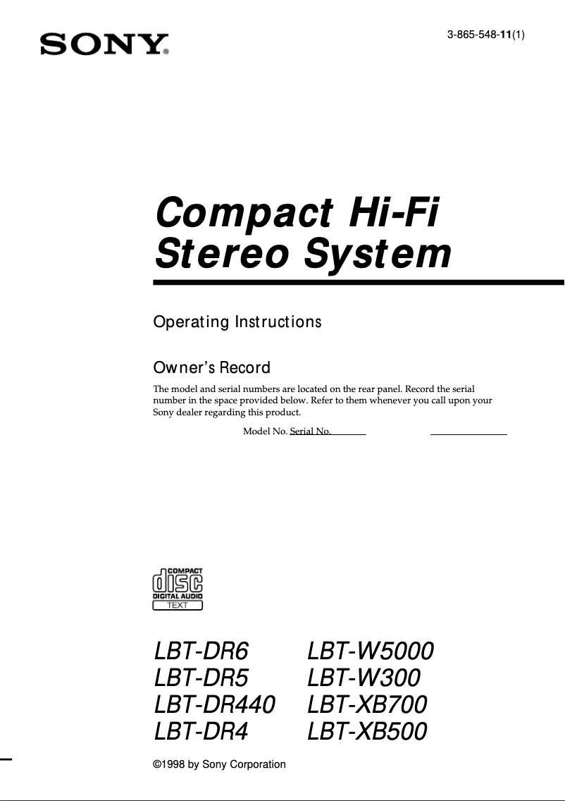 Página 1 del manual Manual de usuario Sony LBT-W5000