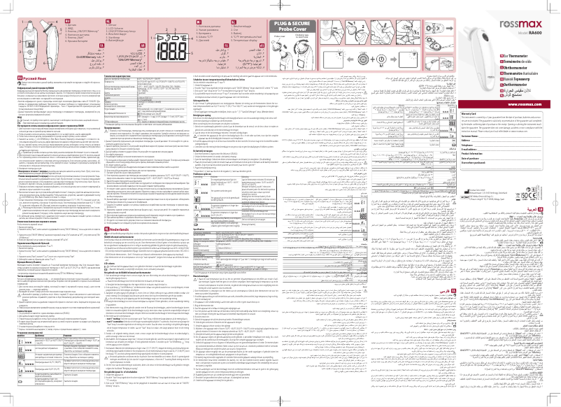Página 1 del manual Manual de usuario Rossmax RA600