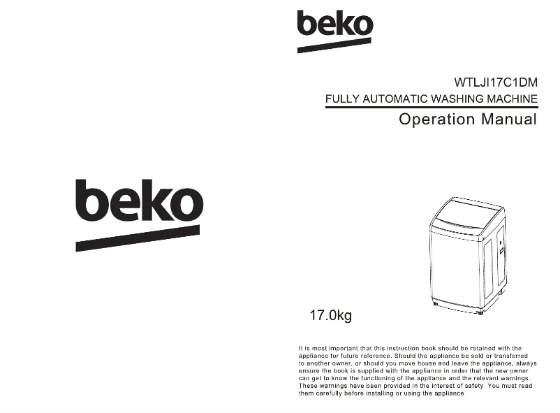 Page 1 de la notice Manuel utilisateur Beko WTLJI17C1DM