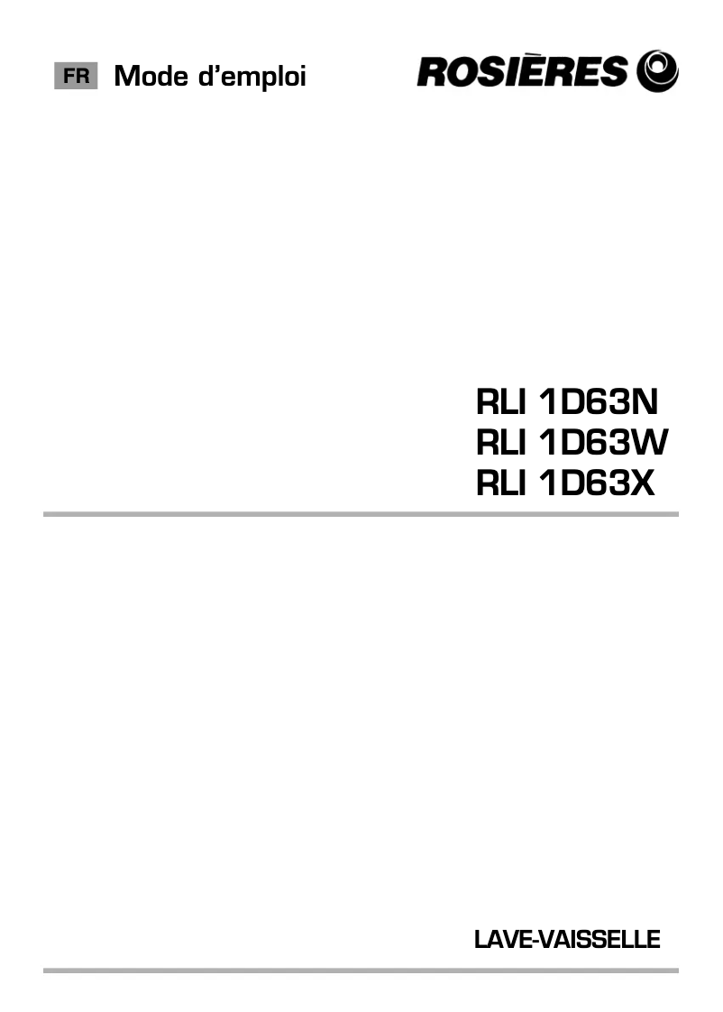 Page 1 de la notice Manuel utilisateur Rosieres RLI 1D63X